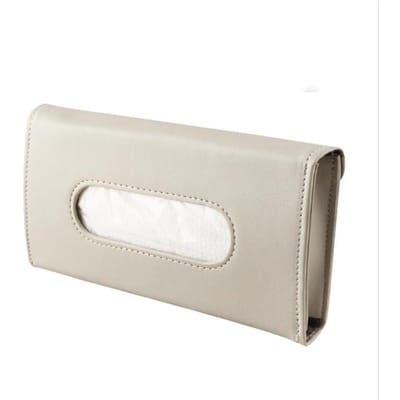 Boîte à mouchoirs en cuir souple pour voiture, nouveau type de pare-soleil de voiture, conteneur suspendu, porte-serviettes, porte-papier, sac de rangement beige
