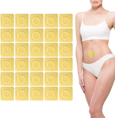 Allecta - Castorolie-Pakking voor Navel 30 stuks - 6x6cm - Zelfklevend - Streep - Absorberend - Biologisch - Komprespleisters - Niet Wassen - Olie Niet Inbegrepen.