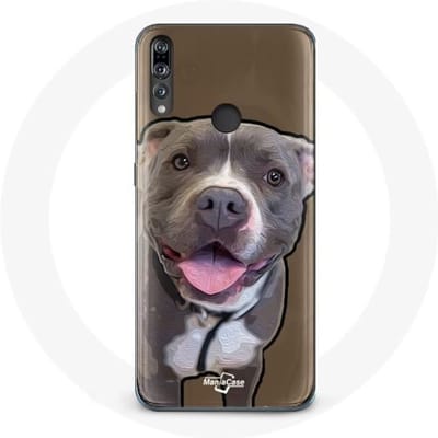 Coque pour Huawei p30 lite Chien Pitbull Blanc gris