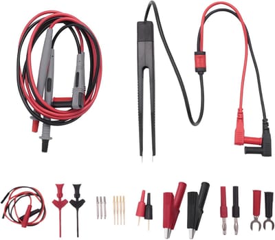 Testkabels Kit - Meetpennen Set - Elektrisch Onderzoek - Verwisselbare naalden - 21 Delig - Zwart Rood