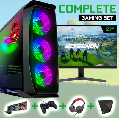 ScreenON - Gaming Set - X150126 - V2 (GamePC.X150126 + 27 Inch Monitor + Toetsenbord + Muis) + WiFi & Bluetooth