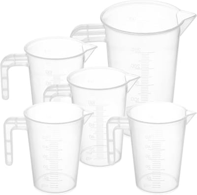 Set van 5 Maatbekers van 50ml, 100ml en 250ml - Precisie Maatbekers voor Keuken, Laboratorium en Bakken met Handvat en Schaal voor Poeder en Vloeistoffen