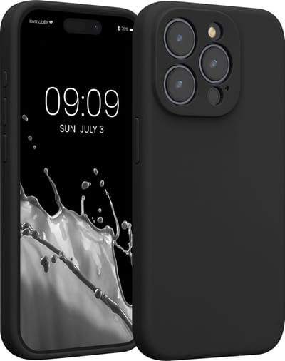 kwmobile telefoonhoesje geschikt voor Apple iPhone 15 Pro - TPU backcover met siliconen coating - Smartphone case in zwart