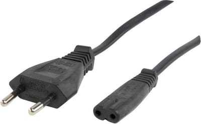 Valueline stroomkabel Euro-plug mannelijk - IEC-320-C7 2,00 m zwart
