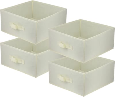 LAVITA® Opbergmand Textiel - 31x31x15 Crème 4 Stuks - Opbergbox Kast Organizer Opbergdoos - Kastlade Verdeler Voor Kleding Ondergoed Badkamer Kledingkast - Vouwdoos Stoffen Doos Opbergdozen