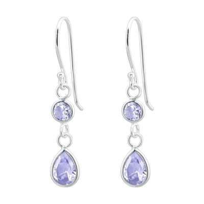 Aramat Jewels | Oorhangers | Oorhangers 925 Zilver Rond-Druppel lila Zirkonia | | | |8mm | Zilver | Kinderen, Volwassenen | Verkleurd niet