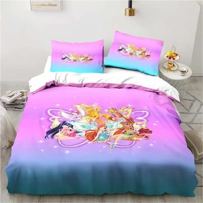 Kawaii Anime Winx Beddengoedset Bed Driedelig Eenpersoonsbed Tweepersoonsbed Kingsize Bedset Volwassene Kinderkamer Dekbedovertrekset Kinderen Cadeau 70x133cm 2pcs