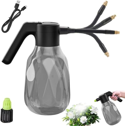 Elektrische spuitfles - Reinigingsgereedschap - Tuin en huis - Instelbare sproeikop - 2 liter inhoud - Zwart