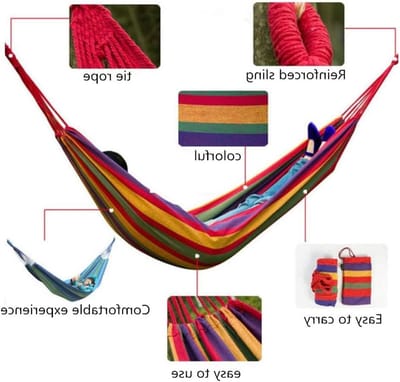 Dubbele Hangmat - Kampeerhangmat Twee Personen - Ontspannen Buiten - Verdikte Zachte Stof - 260 x 150 cm - Kleurrijk