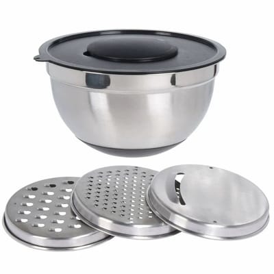 Cookinglife Mengkom RVS + 3 Raspen - 25.5 x 14 cm