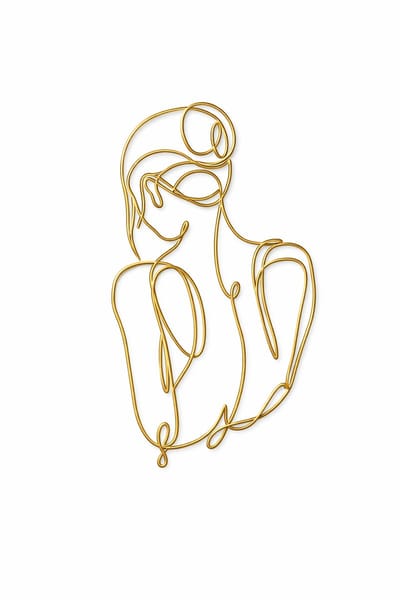 Metalen Wanddecoratie Vrouwelijk Lichaam – 3D Wandkunst – Goud – 70 x 38 cm