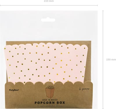 Partydeco Popcorn/snoep bakjes - 36x - roze/goud stippen - karton - 7 x 7 x 12 cm