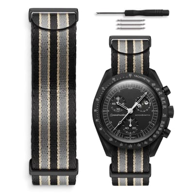 Dailygoods- Horlogeband 20mm - NATO-horlogeband - Compatibel met Omega x Swatch - Duurzaam nylon - Geschikt voor sportief gebruik - Verstelbare lengte - Horlogebandje