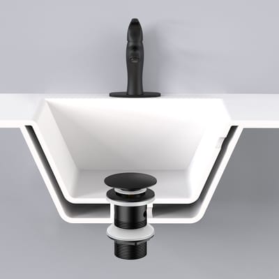 Auralum max Afvoergarnituur - Met Overloop - afvoerset incl - Universele Afvoergarnituur met Overloop - Pop-Up Ventiel - Zwart