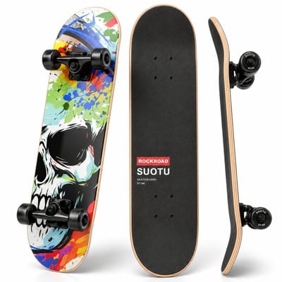 Suotu Skateboard - 80x20cm - ABEC-9 - 95A - schokabsorptie - Jongens - Meisjes - Volwassenen Skateboards