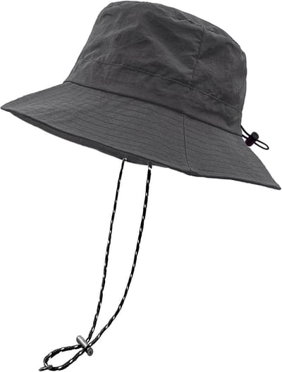 Vissershoed - Zonnehoed voor buiten - Met verstelbare band - Hoofdomtrek 54-60 cm - Sneldrogend - Opvouwbaar en draagbaar - Geschikt voor dagelijks gebruik, wandelen en tuinieren - Lichtgewicht - Grijs