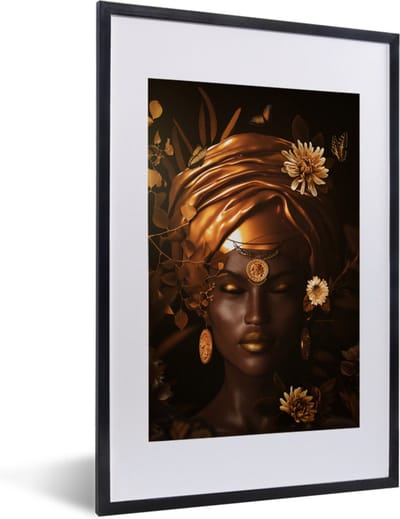 Fotolijst incl. Poster - Vrouw - Bloemen - Accessoires - 40x60 cm - Posterlijst