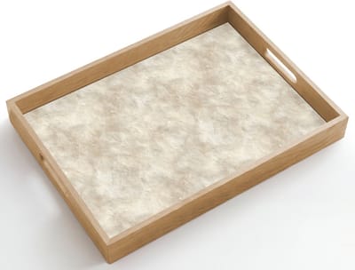 Dienblad hout 50x35 cm - Schootdienblad - Beige - Reliëfstructuur - Natuursteen - Borrelplank rechthoek - Plateau dienbladen