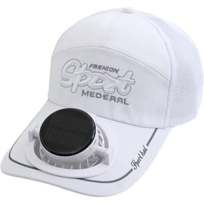 Baseballpet Polyester Zonne-Oplaadbare Ventilator Hoed Zonbescherming Eendensnavel Usb Oplaadbare Ventilator Hoed Zonbescherming Hoed Volwassenen Dragen white