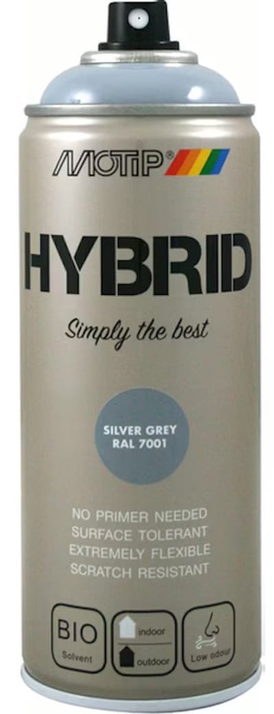 Motip - Spuitverf - Hybrid - Silver Grey 400 ml - krasbestendig sneldrogend