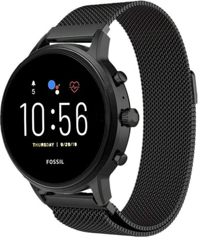Strap-it Milanees smartwatch bandje - geschikt voor Fossil Gen 5 / Gen 5e 44mm / Gen 6 44mm - zwart