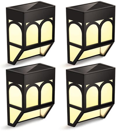 4 Stuks Zonne Wandlampen – LED – Waterdicht IP55 – Hitte- en Vorstbestendig – Geschikt voor Buiten Terras en Muur