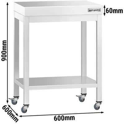 GGM Gastro Edelstahl Arbeitstisch PREMIUM - 600x600mm - mit Grundboden & Rollen