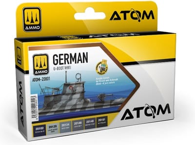 AMMO by Mig Jimenez Hobbyverf Acrylverf - MIG 20801 ATOM - Duitse WWII U-Boot Kleuren - Acryl Set 6x20ml Verf set - 6x 20 ml