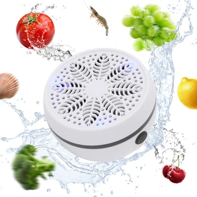 Fruit- en groentewasmachine, draagbaar reinigingsapparaat van 2,1 gallon met 3 reinigingsstanden, IPX7-waterdicht, van titaniumlegering – voor keuken, camping en picknicks（Wit）