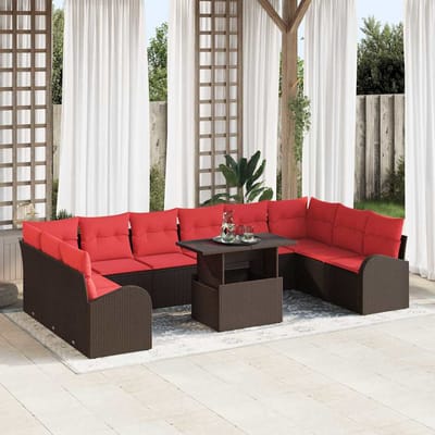 vidaXL - Tuinbank - Set - 11 - st - 10-Aantal - zitplaatsen - Bruin - poly - rattan