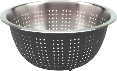 Excellent Houseware RVS keuken vergiet/zeef - afgieten etenswaren - antraciet grijs - 24 x 11 cm