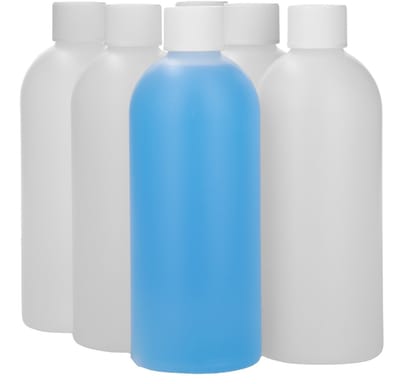 6 x 500 ml ronde fles HDPE naturel + Kindveiligedop wit - BPA Vrij - Niet Breekbaar - Plastic Flesjes Navulbaar - Met Dop - Lege Flessen - 6 stuks