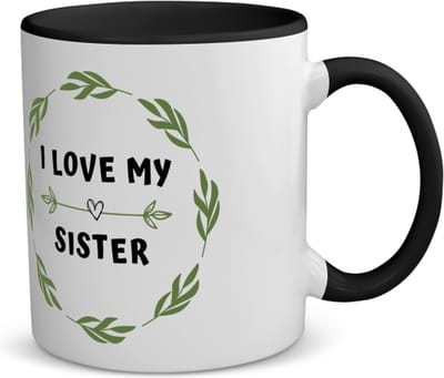 Akyol - i love my sister koffiemok - theemok - zwart - Zus - liefste zus - verjaardag - cadeautje voor zus - zus artikelen - kado - geschenk - 350 ML inhoud