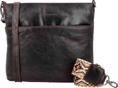 Hide & Stitches Next Navajo Schoudertas Dames - Handtas voor Dames - Tas van 100% Leder - Donkerbruin