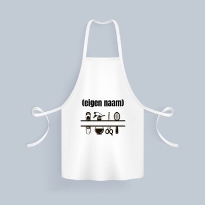 Akyol - kappersmateriaal met eigen naam Keukenschort - Kapper - barbers - collega's - verjaardag - afscheidscadeau - geschenk - kado - 82 bij 71 cm