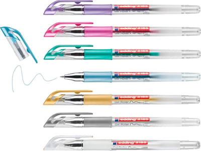 Thijox - Gelroller set van 7 - 0,7 mm gelpennen in wit, goud, zilver, blauw, groen, roze, violet - Perfect voor schrijven, kleuren, mandala's en bulle