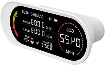 Luchtkwaliteit Monitor - HCHO CO2 meter - Binnenklimaat Meten - 5 in 1 Sensor - Digitaal Display - Wit