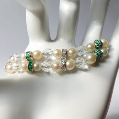 Hetty'S - Designer - Armband - Akoya parels - Zilveren slot en kralen - Bergkristal - lengte 19 cm