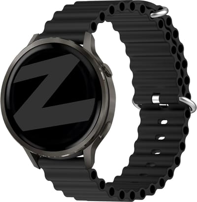 Bandz Ocean 'Classic' siliconen bandje geschikt voor Garmin Vivoactive 4 / Garmin Venu 4 - 45mm / Garmin Venu 3 / Garmin Venu 2 / Garmin Forerunner 570 - 47mm / Garmin Forerunner 265 / Garmin Forerunner 255 - Zwart