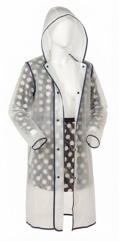 Lange Regenjas met Capuchon en Reflecterende Details - Waterbestendige Regenponcho met Lange Mouwen en Knopen - Draagbare Poncho Jas Regen Modder - Livatto (Transparant met Blauwe Rand, M)