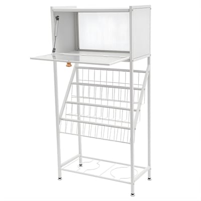 Boekenkast 4 Niveaus – Multi-Purpose Organizer – Met Flip-Top Deur – Verstelbare Voetjes en Wielen – 55x28x120 cm – Wit