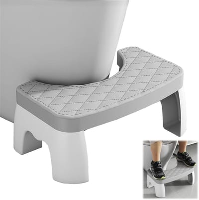 Toiletkruk Volwassenen - Poef Kruk Voetenbank - Ontlasting Verbeteren - Opvouwbaar Met Vergrendeling - 42 cm Diep - Grijs