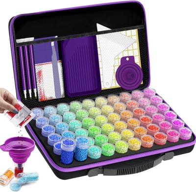 Diamond Painting Opbergdoos - 60 Stuk Diamond Painting Organizer & accessoiredozen - met stickers, sorteerbakje en pen - Voor Diamant Schilderij Kralen, Zaden, Sieraden.
