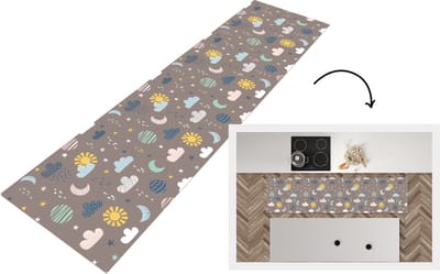 Keukenloper - Loper keuken - Wolken - Zon - Design - 200x50 cm - Keukenloper vinyl