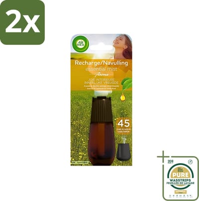 Air Wick Essential Mist - Navulling - Happiness - Ananas & Wilde Munt - 20ml - Voordeelverpakking - 2 stuks - Essentiële oliën - Ananas