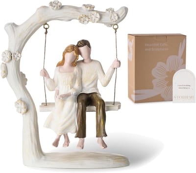 Dailygoods- Sculptuur Romantisch Paar - Jubileumfiguur - Valentijnsdag Cadeau - Huwelijkscadeau - Verlovingscadeau - Luxe Geschenkdoos met Wenskaart