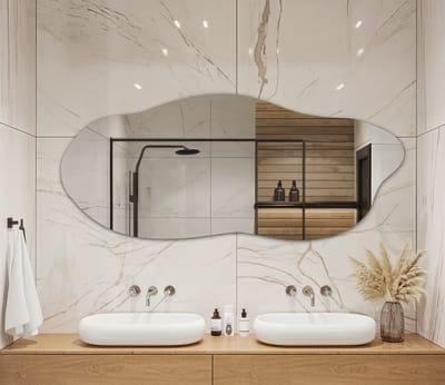Coloray Organische Spiegel – Moderne Asymmetrische Wandspiegel van Hoogwaardig Glas, Elegant Design voor Woonkamer, Hal of Slaapkamer – Verkrijgbaar in 3 Maten -40 cm x 90 cm