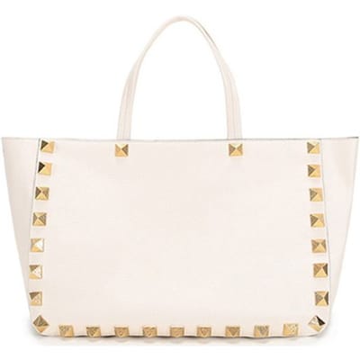 Valentino Sac Cabas Décoratif en Cuir Clouté Sacs à Main Femme Blanc VW2B0I66UKI-I16 Basic Set (Bag+Dust Bag) beige