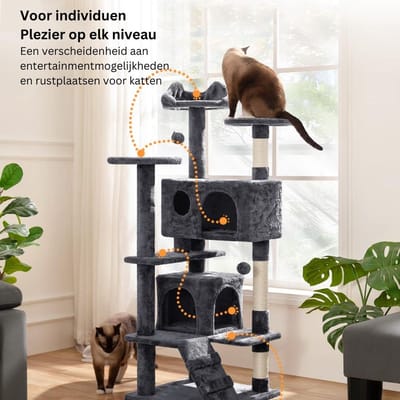 White-label® Krabpaal voor Grote Katten - Krabton - Kattenhuis - Donkergrijs
