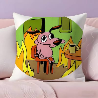 Courage le Chien Poltron Housse d'Oreiller Taie d'Oreiller Tissu Ultra Doux et Doux pour la Peau Confort Nuageux et Fermeture Éclair Invisible 35x35cm